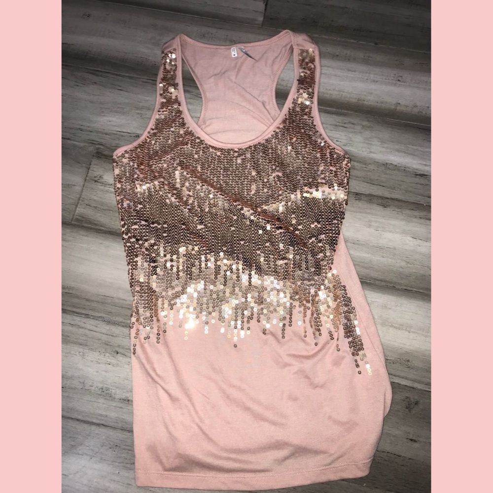 Pink sequin tank